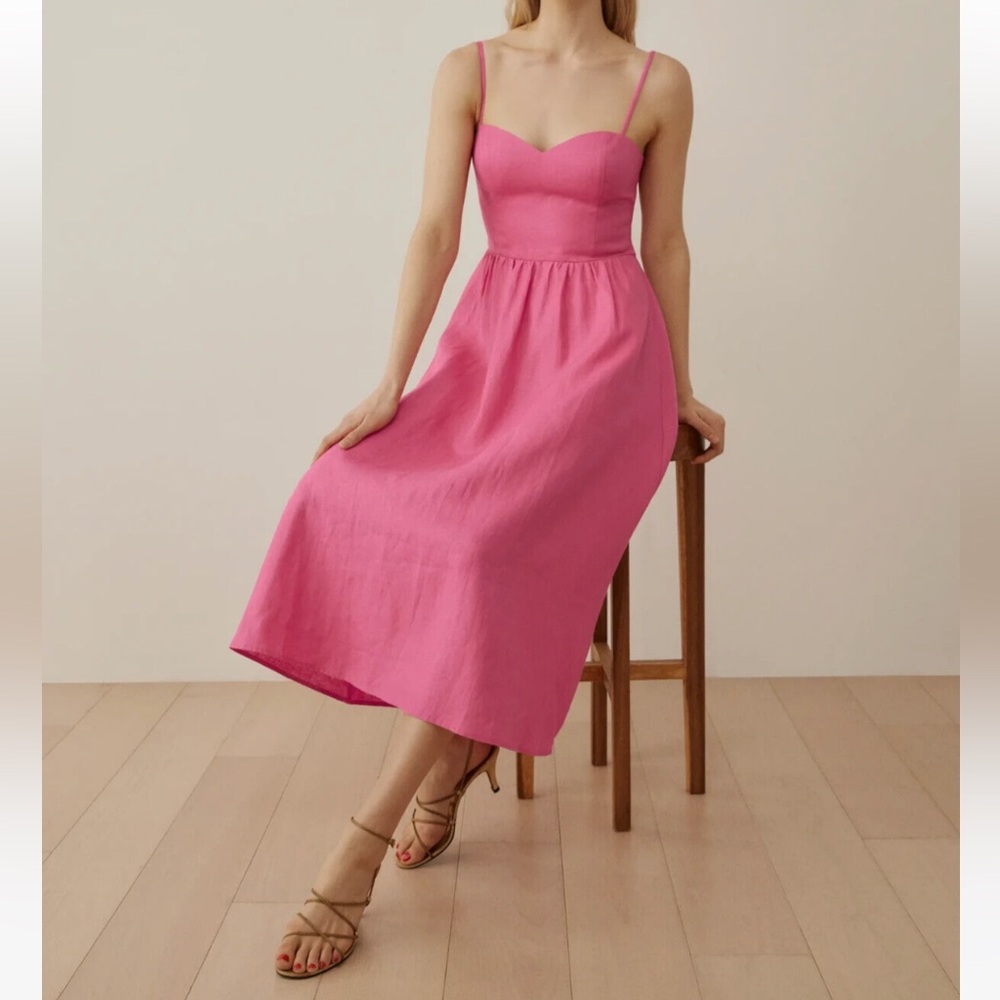 Reformation Pink Zander linen dress